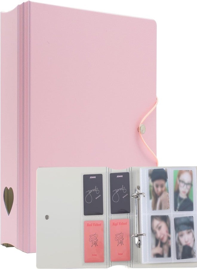 Careflection Photo Album Binder 200 Photocards Book D Ring A5 Binder Photocard Holder Refillable Compatible for Fujifilm Instax Mini Film/Polaroid Film/Kpop Photocard (Pink) - Image 1